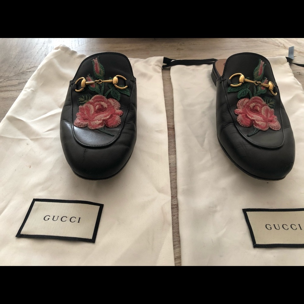 Authentic Gucci Embroidered Princetown Mules 38.5